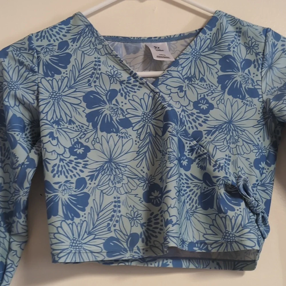 Art Class Girls‎ Blue Floral Swim Top Size Large